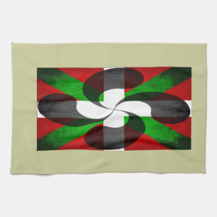 Baskien Flagga och Kor Kökshandduk
