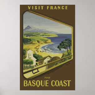 Baskien Kusten, Frankrike Vintage resor Poster
