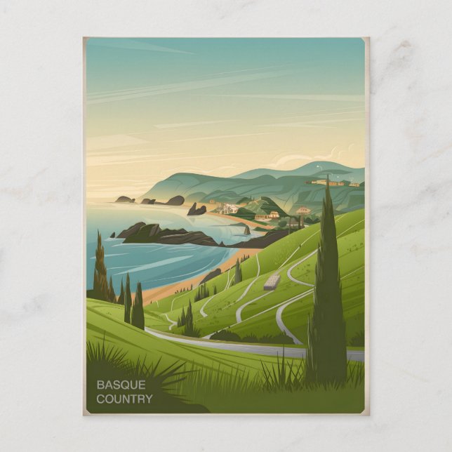 Baskien Land vintage Vykort (Framsida)