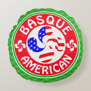 Baskisk amerikansk Lauburu Kor Round Pillow Rund Kudde