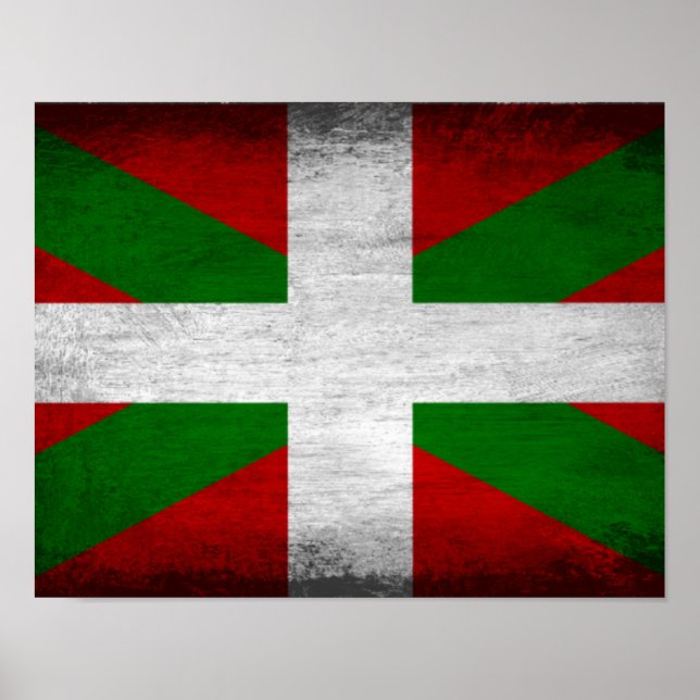Baskisk Flagga Distress Poster (Framsidan)