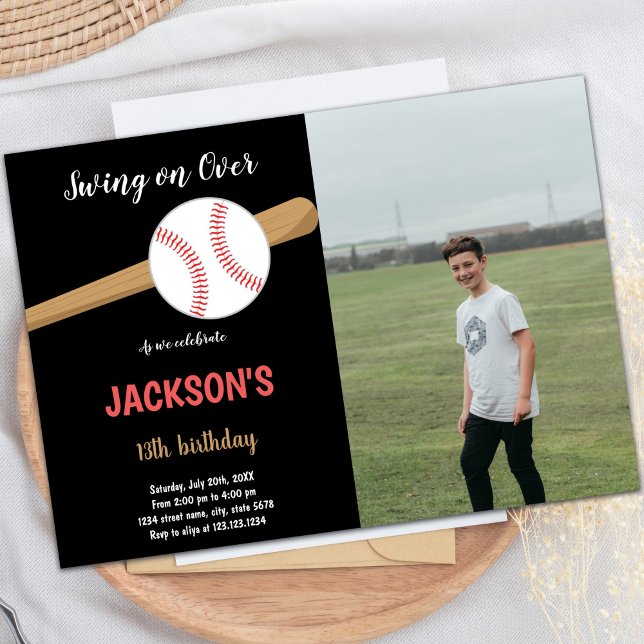 Baskiska födelsedagsinbjudningar med foto inbjudningar (Baseball Birthday Invitations with photo)