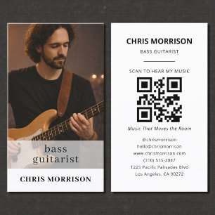 Baskitarrmusiker Musiker QR-kod Foto Visitkort