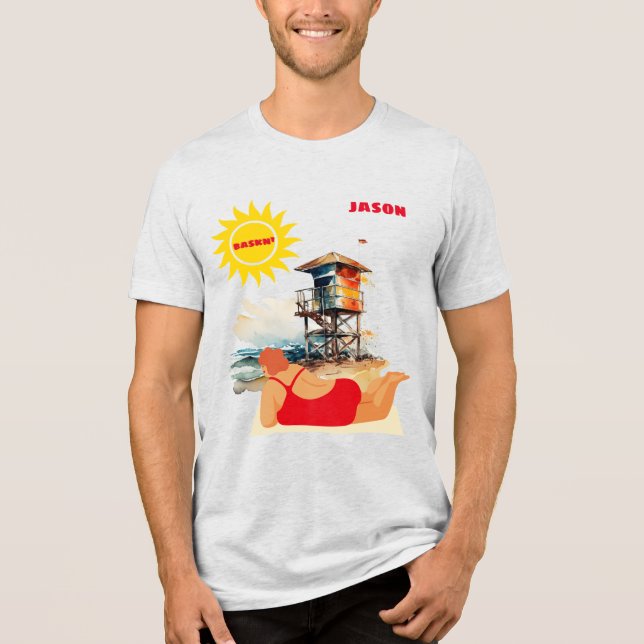 "Baskn" i Anpassadet Sol" T Shirt (Framsida)