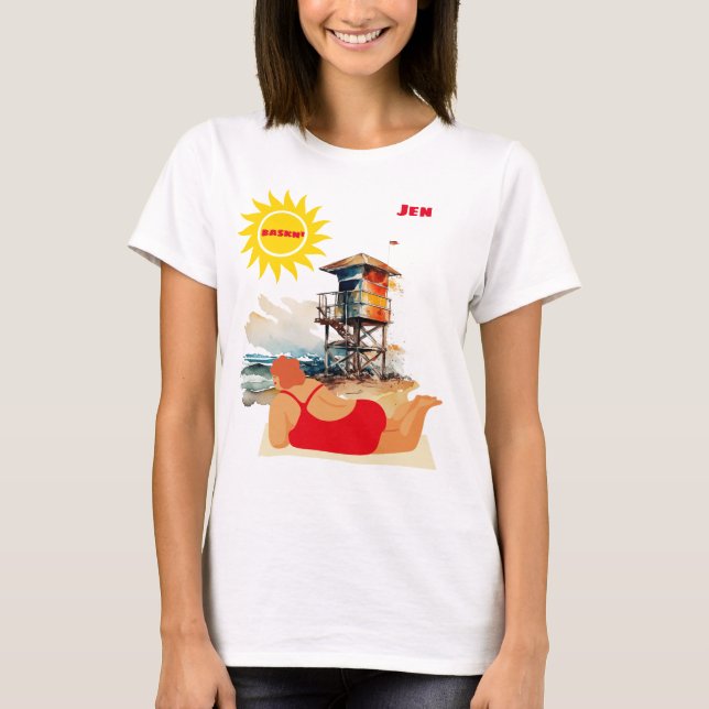 "Baskn" i Anpassadet Sol" T Shirt (Framsida)