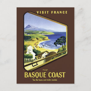 Baskque Kusten Travel Poster Vykort