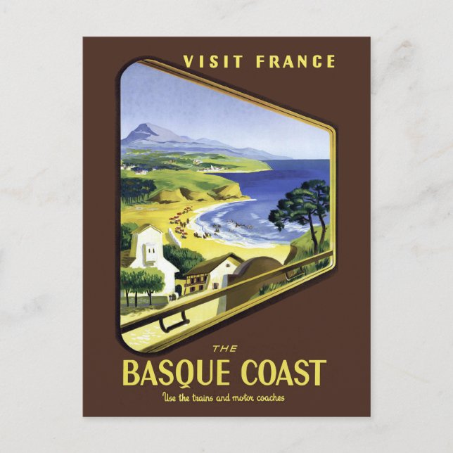Baskque Kusten Travel Poster Vykort (Framsida)