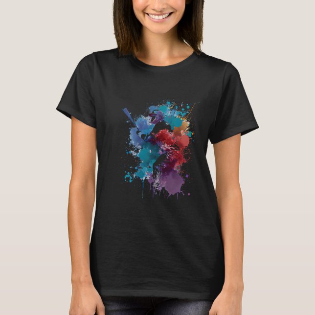 Baskspelarfärgade färg-designer t shirt (Framsida)