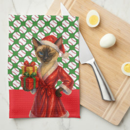 Baskulans jultema för kattälskare kökshandduk