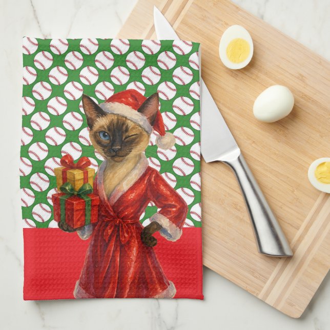 Baskulans jultema för kattälskare kökshandduk (Vikt i Fjärdedel)