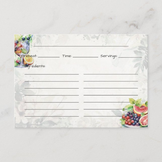 Baspårkort för frukt, sallad tilläggskort (Framsida)