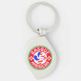 Basque American Euskara Lauburu Kor Swirl Silverfärgad Nyckelring