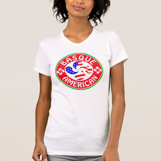 Basque American Euskara Lauburu Kor Tee Shirt (Framsida)