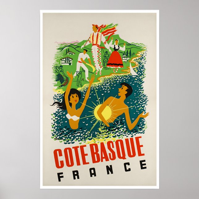 Basque Coast konst Frankrike Resa Poster Fransk St (Framsidan)