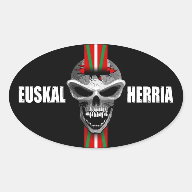 Basque Skull Sticker Ovalt Klistermärke (Framsida)