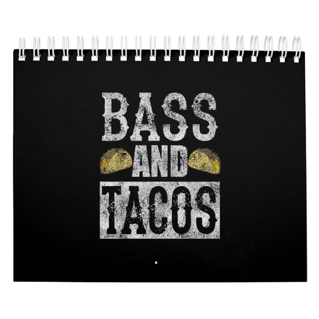 Bass and Tacos Funny Taco Bass Guitar Distress Kalender (Omslag)