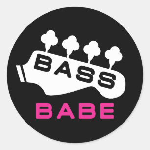 Bass Babe Gift för Bassiste Girl Runt Klistermärke
