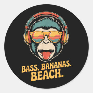 Bass Bananas Strand Nöje Sommar Vibbar Apa Runt Klistermärke