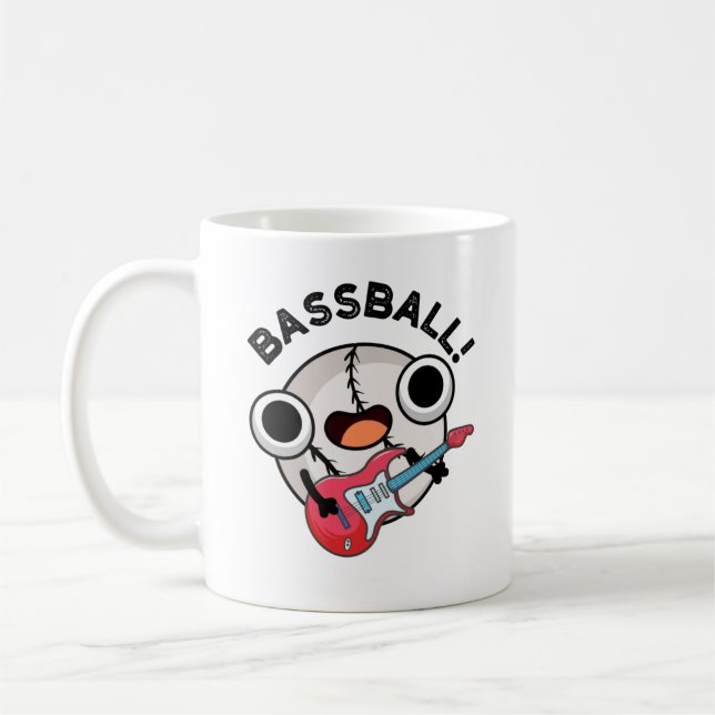 Bass-boll Funny Baseball Bass Guitarist Pun Kaffemugg (Vänster)