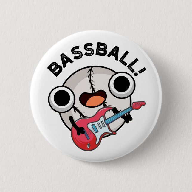 Bass-boll Funny Baseball Bass Guitarist Pun Knapp (Framsida)