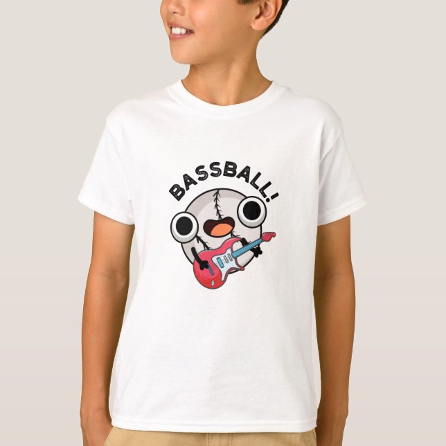 Bass-boll Funny Baseball Bass Guitarist Pun T Shirt (Framsida)