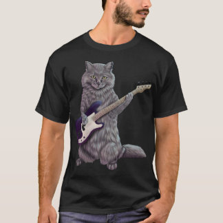 Bass Cat-Sten band kattunge som spelar basgitarr T Shirt
