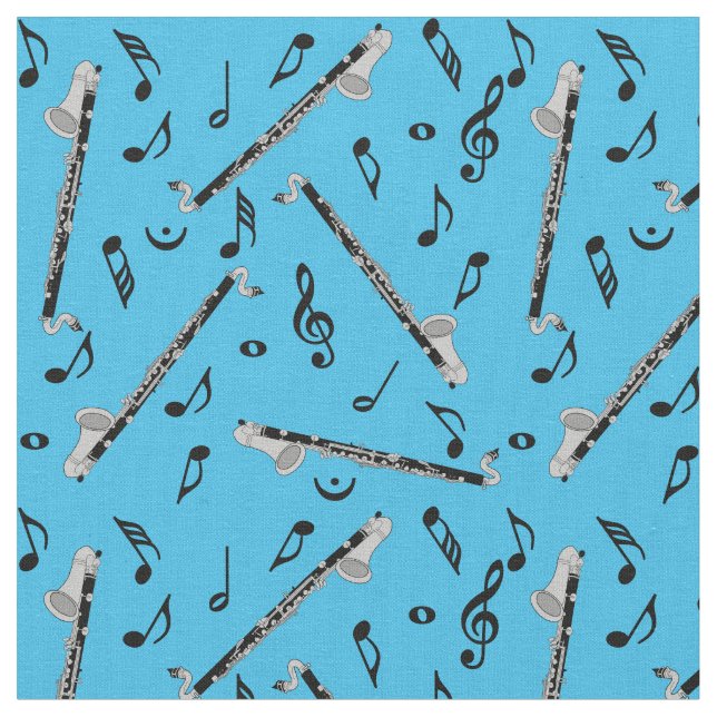 Bass Clarinet Black Musik noter Tyg (Närbild)