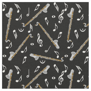 Bass Clarinet Black Musik noter Tyg