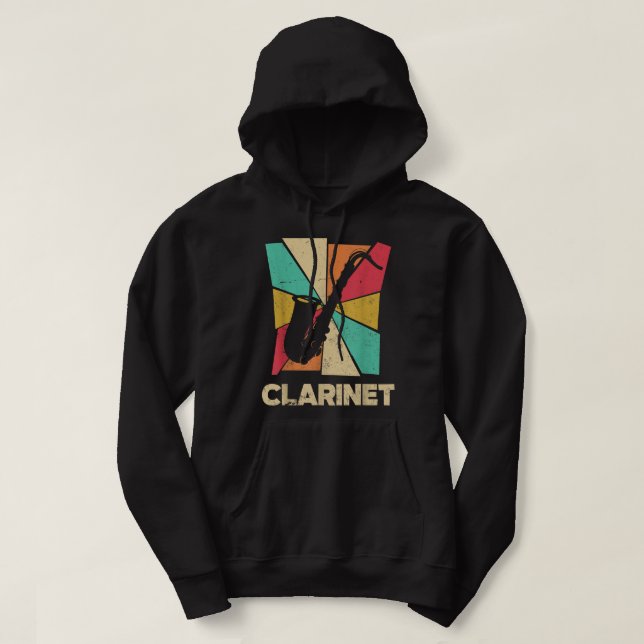 Bass Clarinet Clarinetist Clarinet Player Silhouet Hoodie (Design framsida)