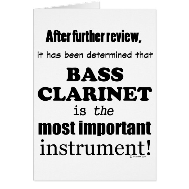 Bass Clarinet, det viktigaste instrumentet Hälsningskort (Framsidan)