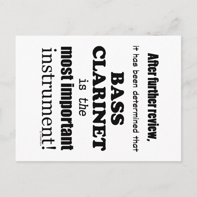 Bass Clarinet, det viktigaste instrumentet Vykort (Framsida)