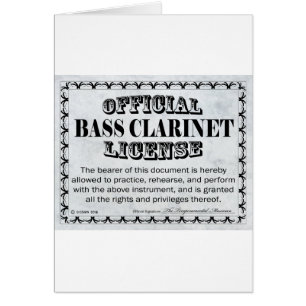 Bass Clarinet Licence Hälsningskort