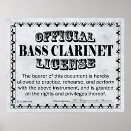 Bass Clarinet Licence Poster