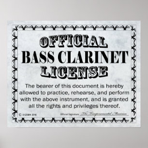 Bass Clarinet Licence Poster