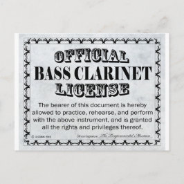 Bass Clarinet Licence Vykort