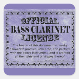 Bass Clarinet License Square-etikett Fyrkantigt Klistermärke