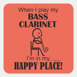 Bass Clarinet Lycklig Ställe Square Sticker Fyrkantigt Klistermärke