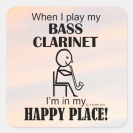Bass Clarinet Lycklig Ställe Square Sticker Fyrkantigt Klistermärke