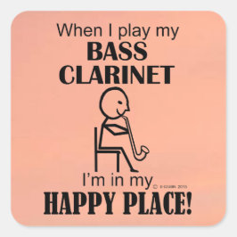 Bass Clarinet Lycklig Ställe Square Sticker Fyrkantigt Klistermärke