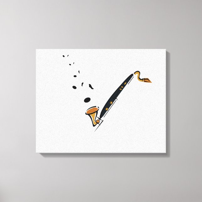 Bass Clarinet med musik noter Canvastryck (Framsida)