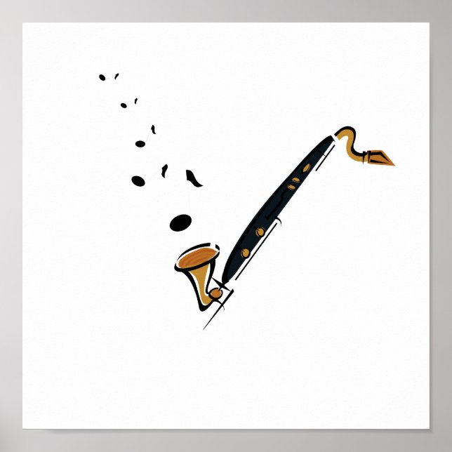 Bass Clarinet med musik noter Poster (Framsidan)