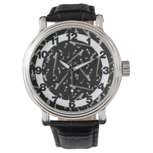 Bass Clarinet Music Note Mönster Armbandsur