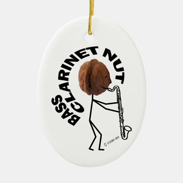 Bass Clarinet Nöt Julgransprydnad Keramik (Framsidan)