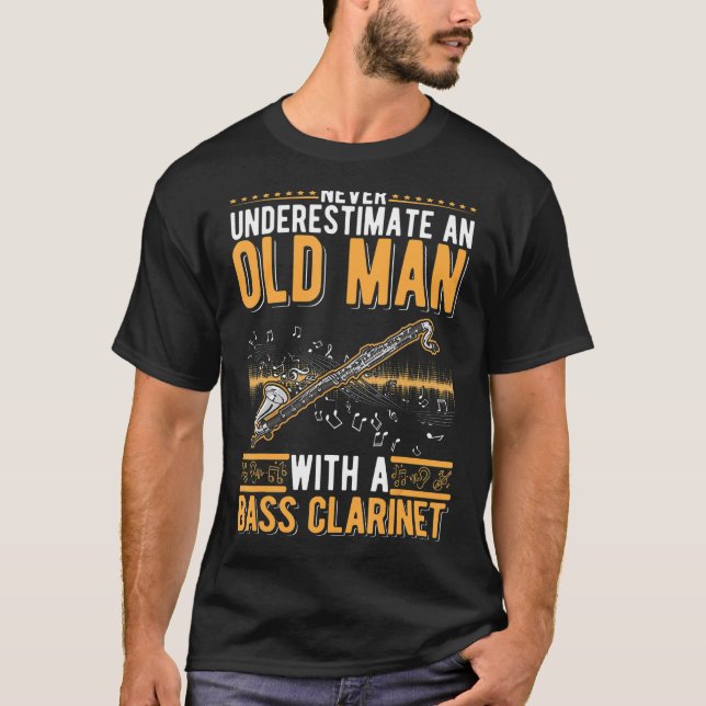 Bass Clarinet Old Man Bass Clarinetist T Shirt (Framsida)
