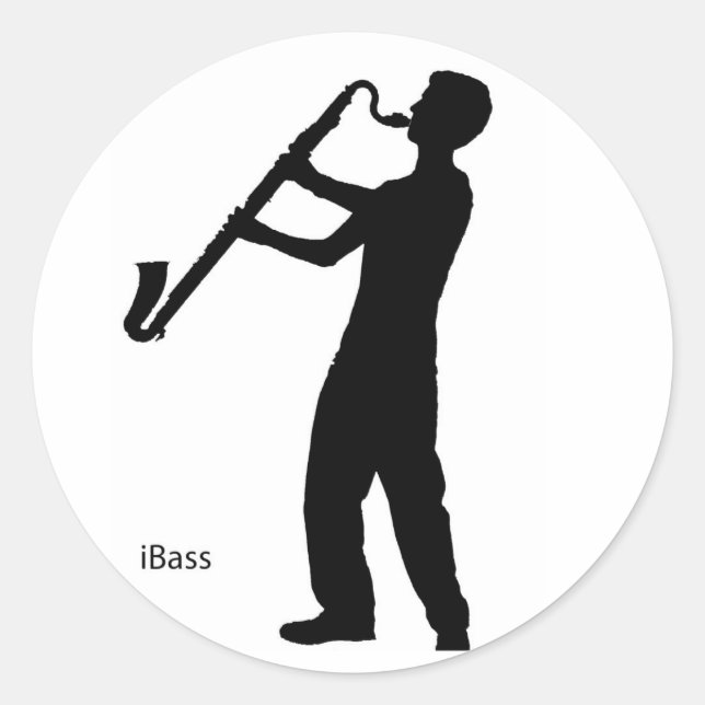 Bass Clarinet Shadow Sticker Runt Klistermärke (Framsida)