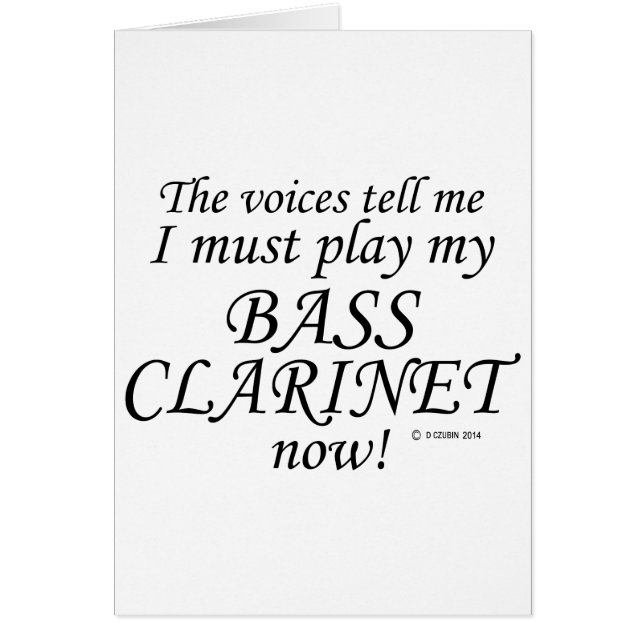 Bass Clarinet Voices Säg must Play Hälsningskort (Framsidan)
