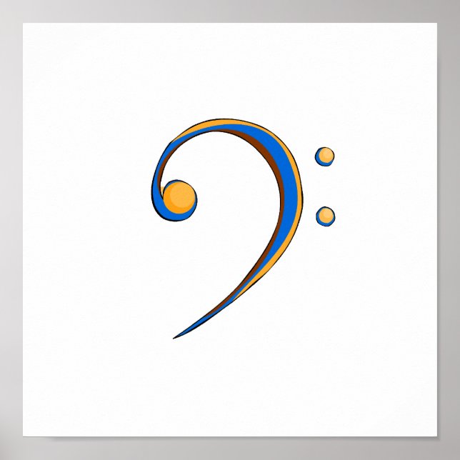 Bass Clef Avslappnad Stil Orange och Blue Poster (Framsidan)