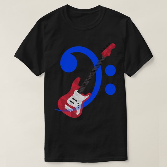Bass Clef Bass Guitar Baid Guitarist Music T Shirt (Design framsida)