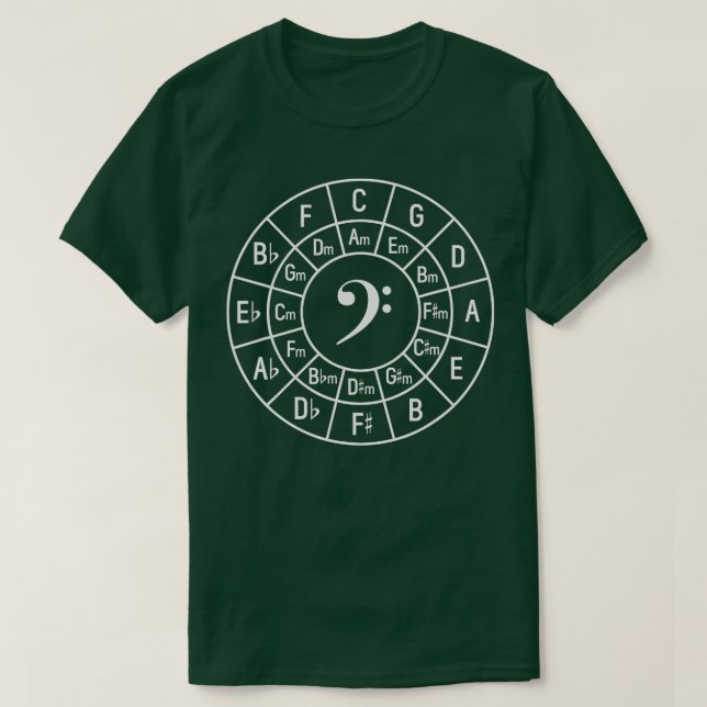 Bass Clef Circle of Femths Composer Musician T Shirt (Design framsida)