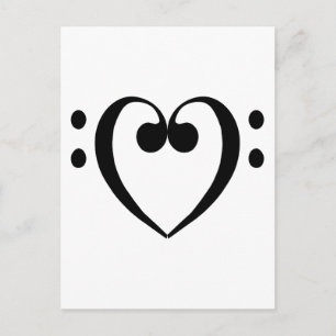 Bass clef eart (svart) vykort